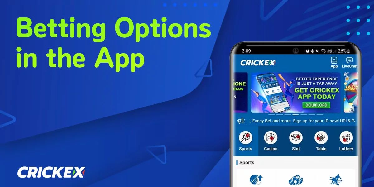 Sports available for betting on Crickex mobile app